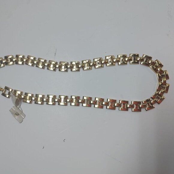NWT Chunky Gold Tone Square H link choker Necklace 16" X 3/8"  1978 Vintage - Picture 7 of 7